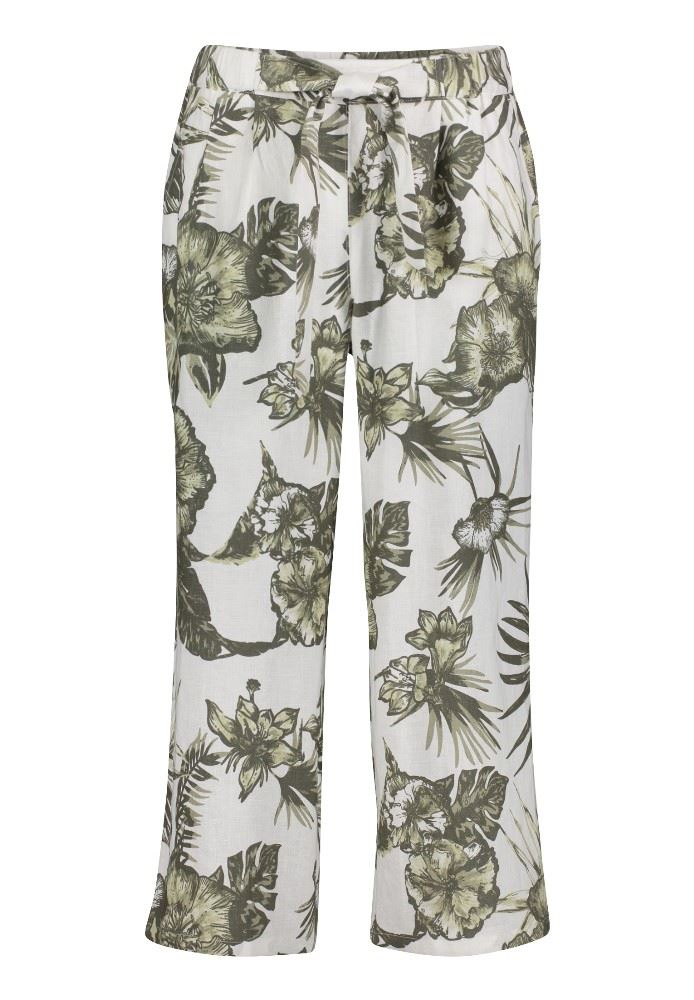 Betty Barclay Culotte Leinen gemustert  weiß 64242313 44 | 1850 White/Gree | 