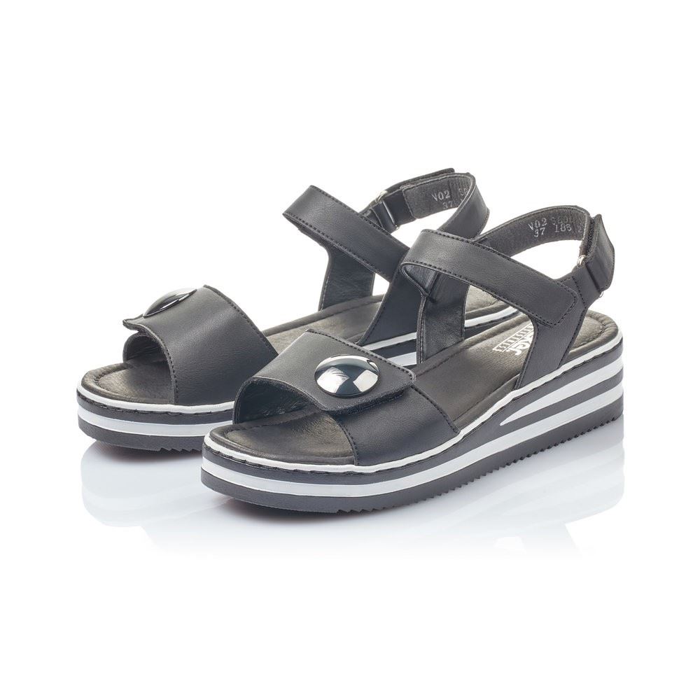 Rieker Sandalette Keilabsatz schwarz V02S8-00 39 | schwarz | E