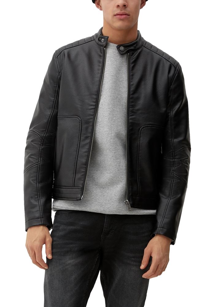 QS designed by Herren Jacke aus Lederimitat schwarz S13 2125501 