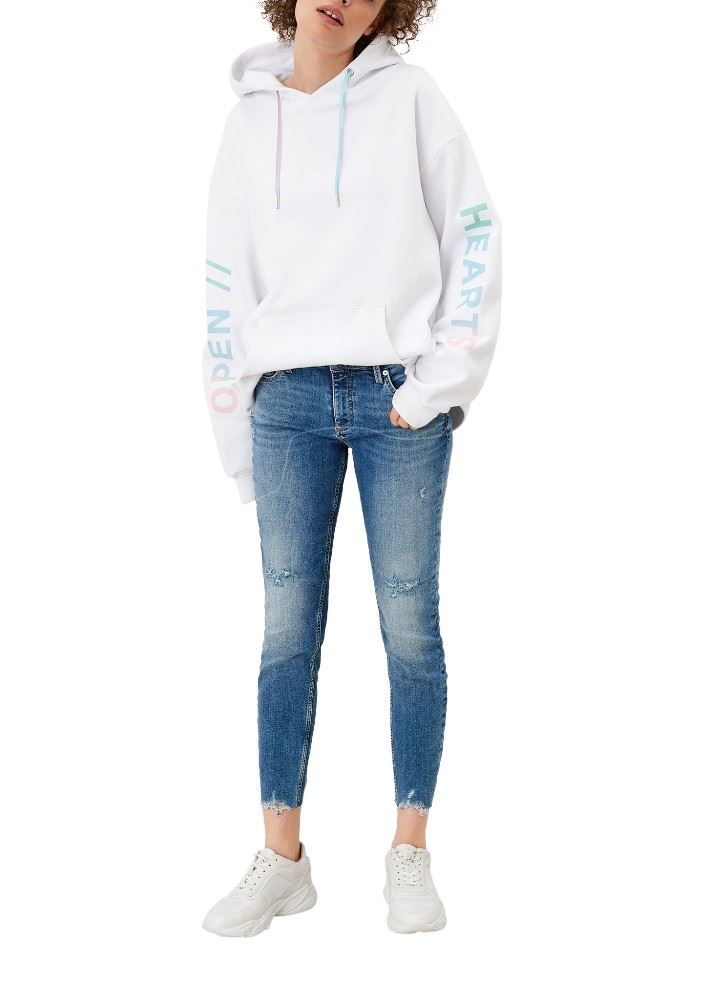 QS designed by Skinny ankle leg- Jeans 7/8 Länge  Used- Look blau S12  2111703 36 | Hellblau | 
