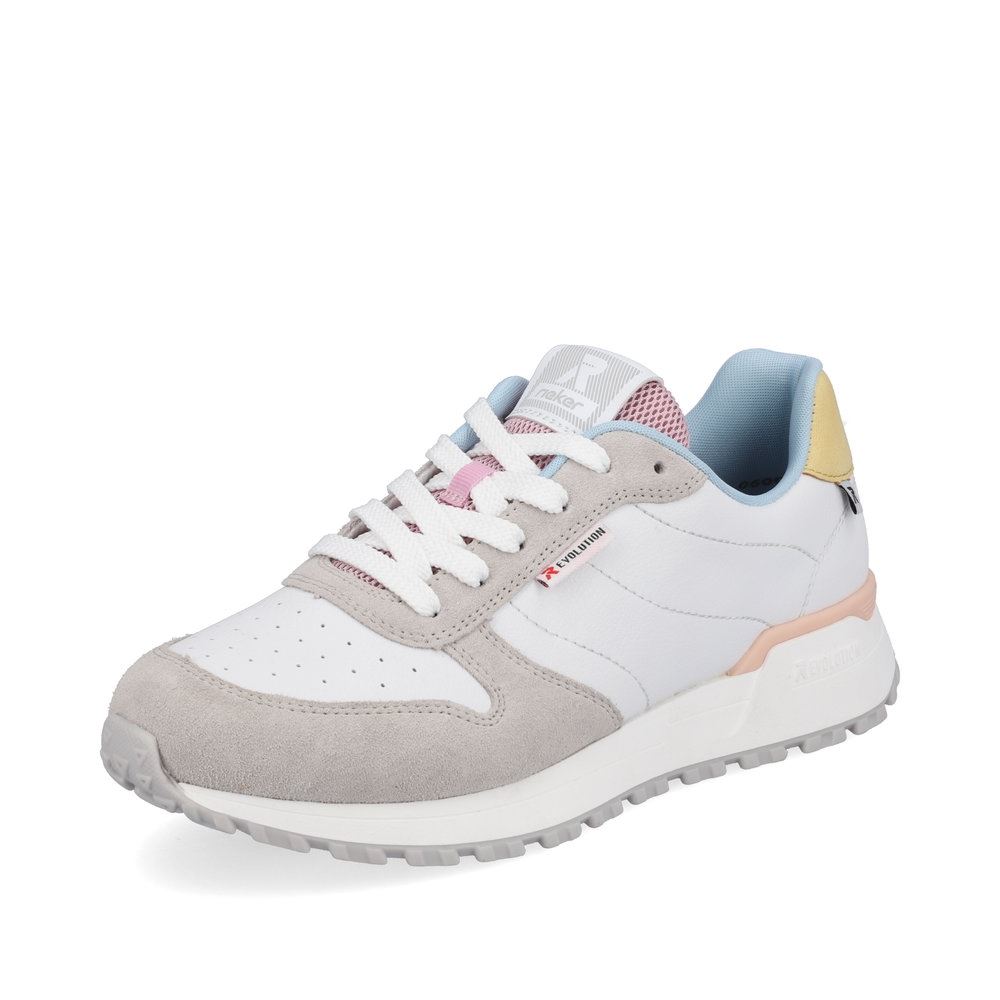 Rieker EVOLUTION Damen Sneaker Leder-mix farbige Details weiß S13  W0600-90 