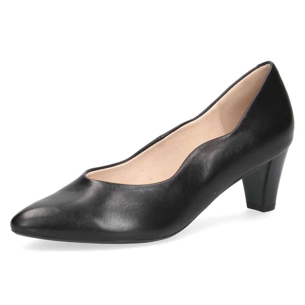 Caprice klassischer Pumps Leder G- Weite schwarz beige S12  9-9-22400-28 
