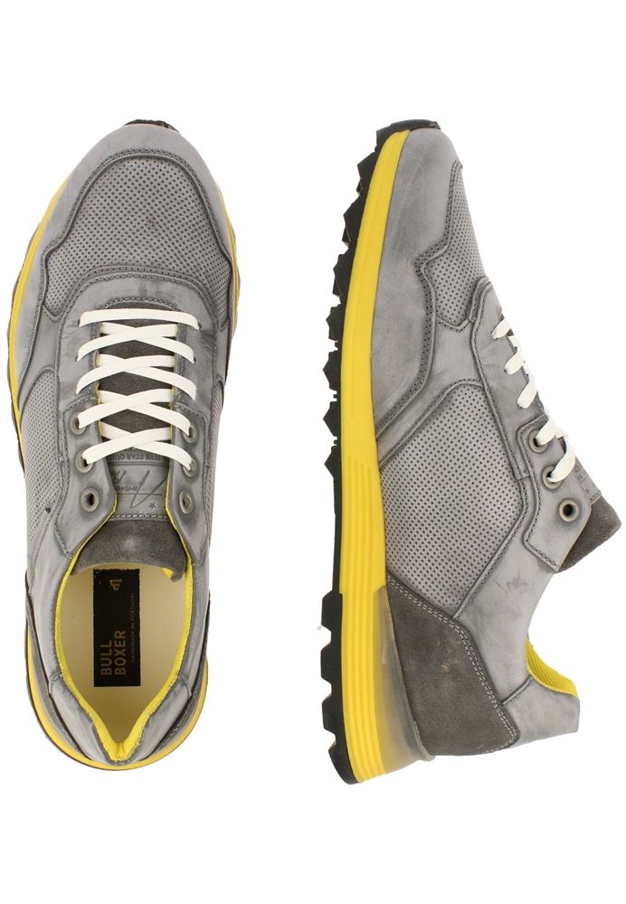 Bullboxer Herren Sneaker Leder farbige Sohle grau S13 373K20438A 