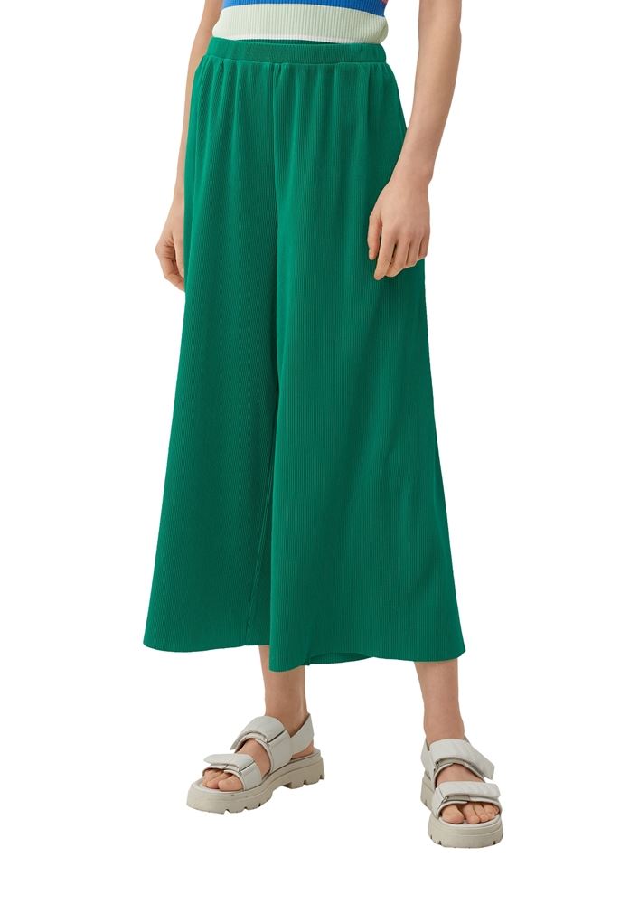 s.Oliver Regular: Culotte mit Plisséefalten grün, schwarz S13  2129625 