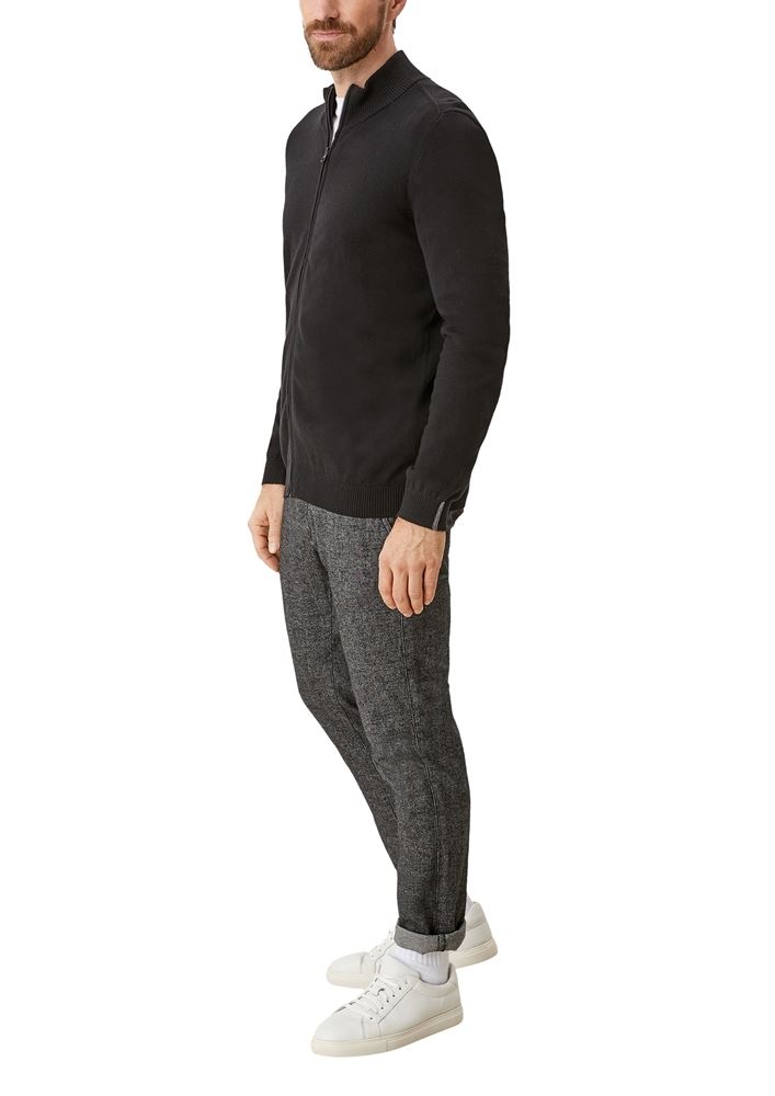 s.Oliver Herren Strickjacke Wollmix Reißverschluss schwarz S12  2106562 L | 9999 black | 