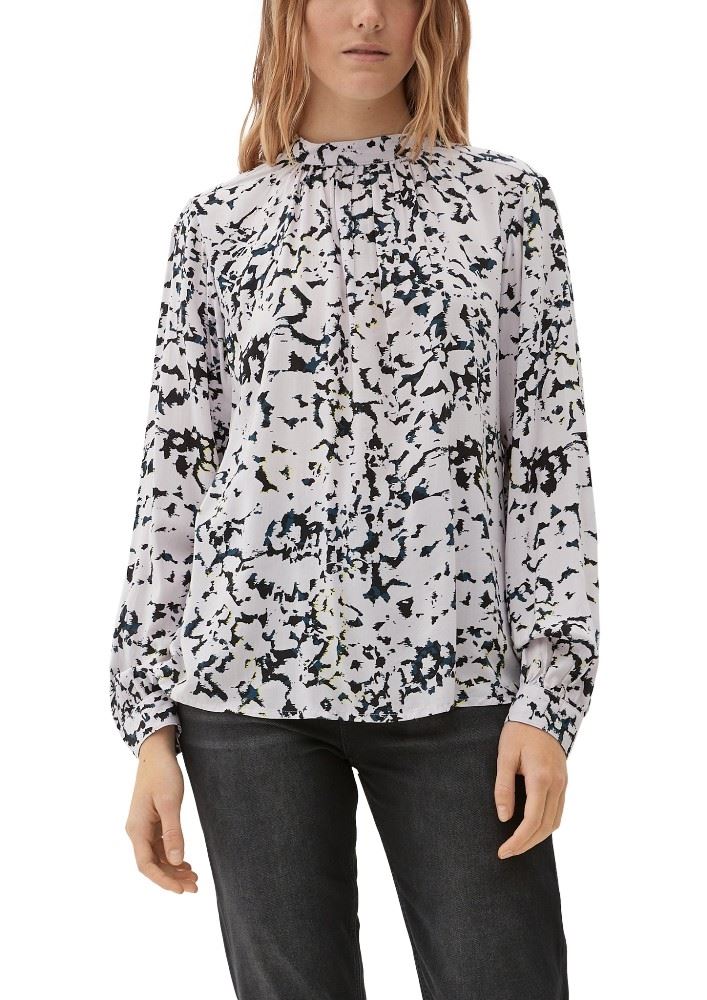 Qs designed by Viskosebluse mit Allover-Print blau S13 2119483 40 | 69A0 BLUE GREEN | 