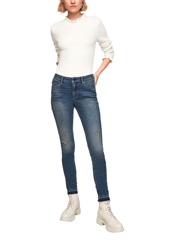 QS designed by Jeans Skinny- Leg Used- Look blau S21 2104062 40 | 57Z6 dark blue | L32