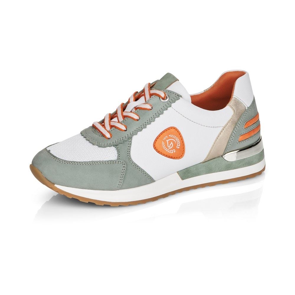 Remonte Sneaker Schnürer Leder grün weiß softfoam R2527-53 37 | mint/weiss/weis | F