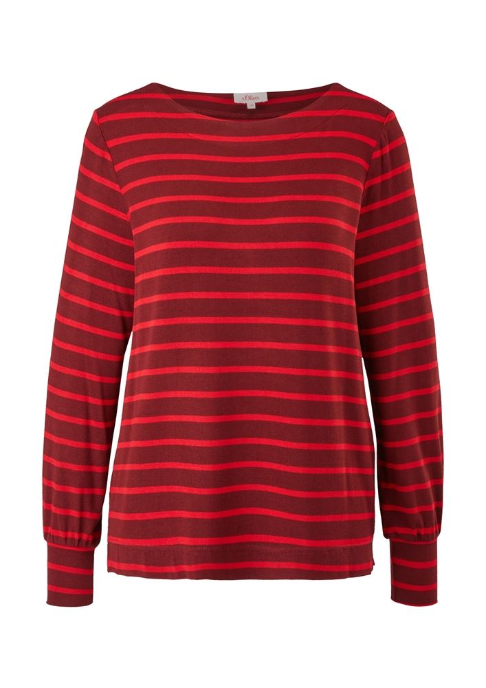 s.Oliver Streifenshirt aus Strickjersey S22 2121525 40 | 38G2 RED | 