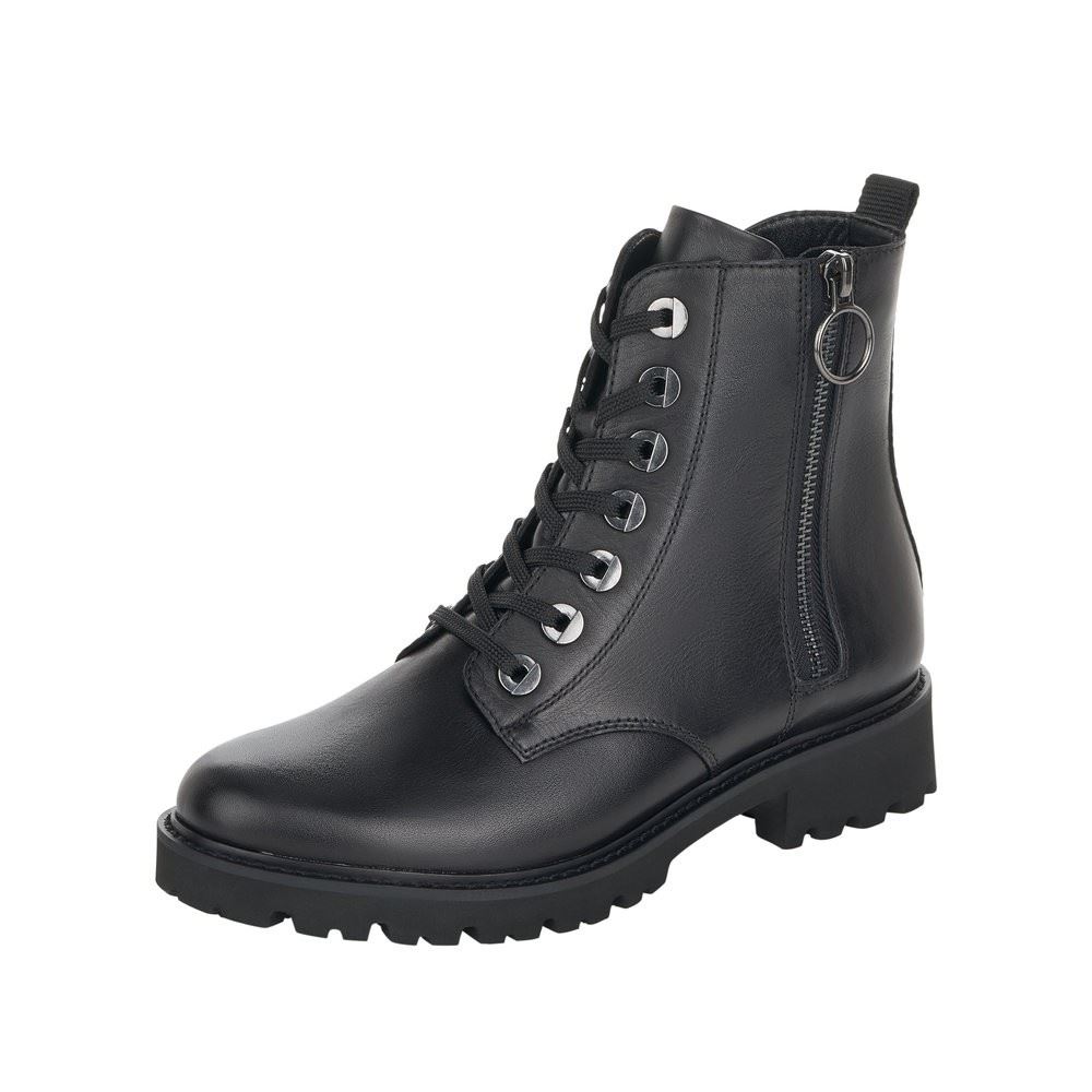 Remonte Damen Schnürstiefelette Leder schwarz S22 D8671-01 