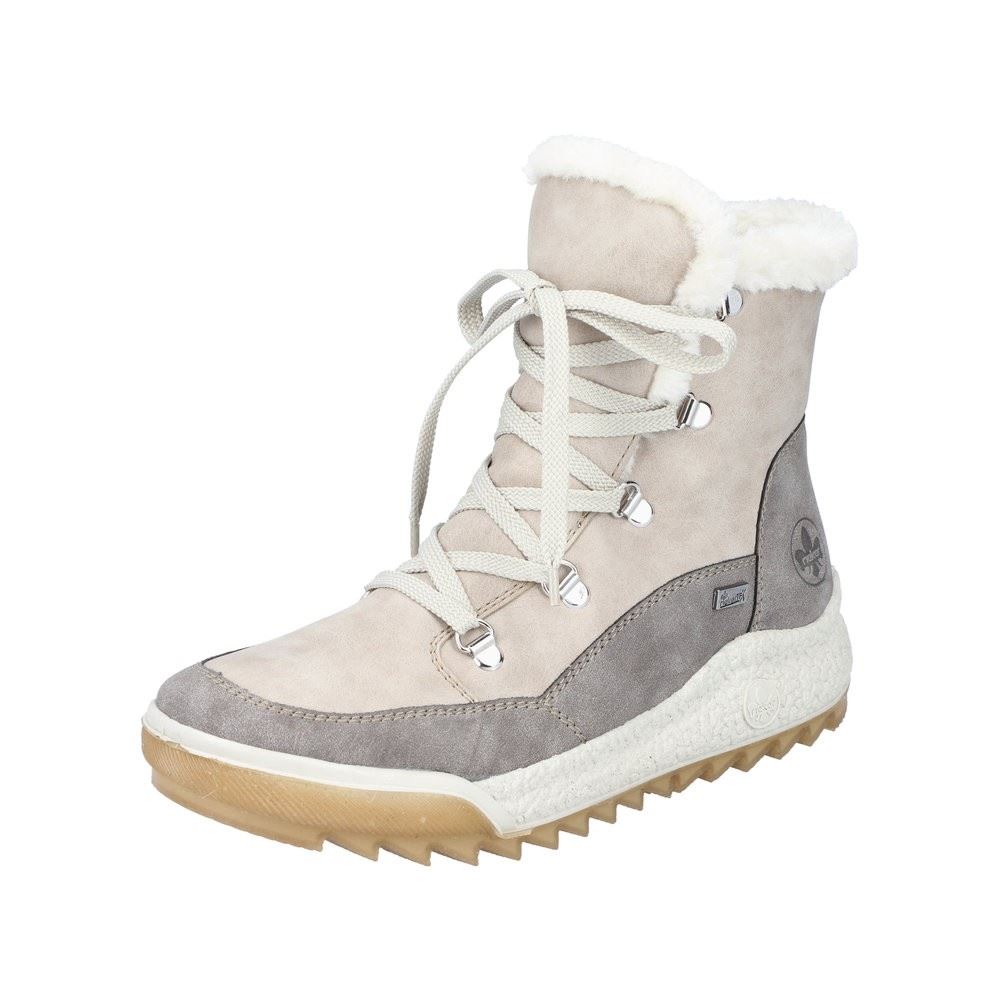 Rieker Antistress Damen Schnürboots Winterboots TEX- Membran Warmfutter derbe Sohle beige S22  Y4744-61 37 | grey/champignon | G