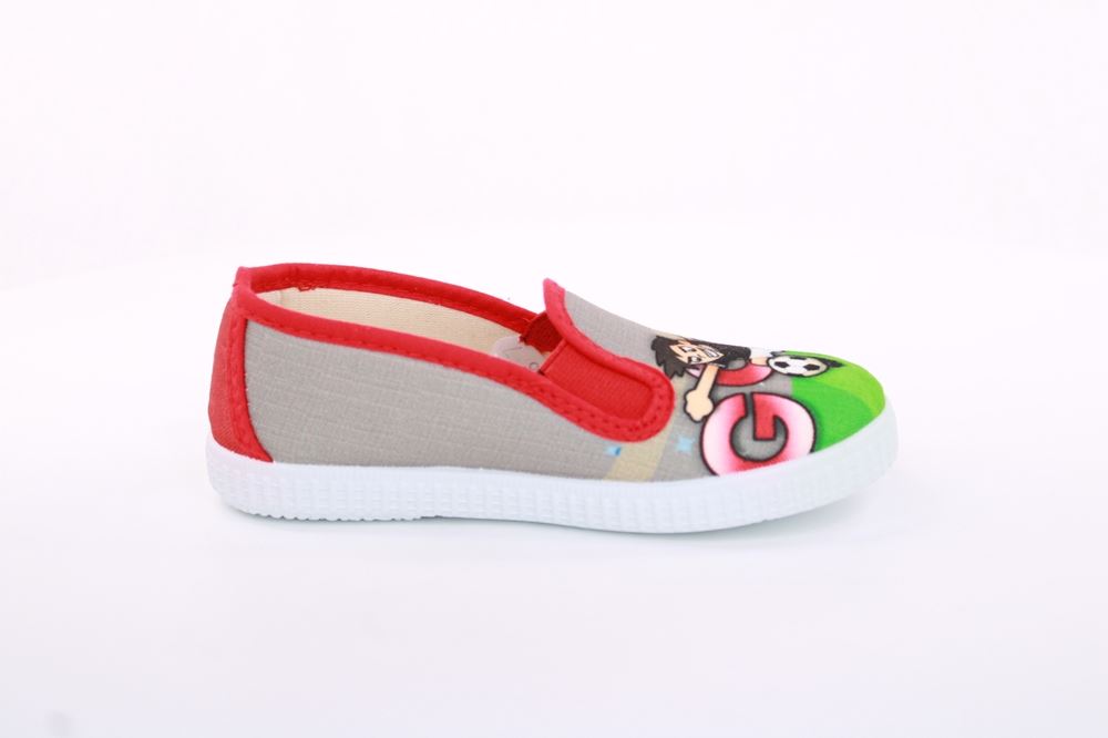 s`knöpfli Kinder Hausschuh Schlupfschuh Fussball- Motiv grau S13 V28902 