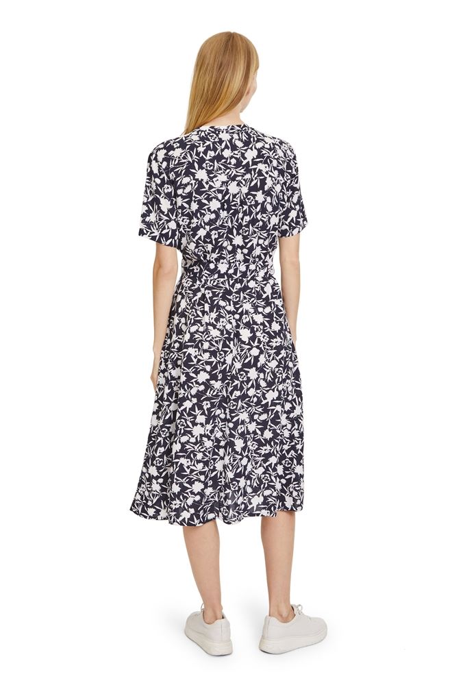 Betty Barclay Hemdblusenkleid Midi- Länge Knopfleiste florales Muster blau S13 13821958 