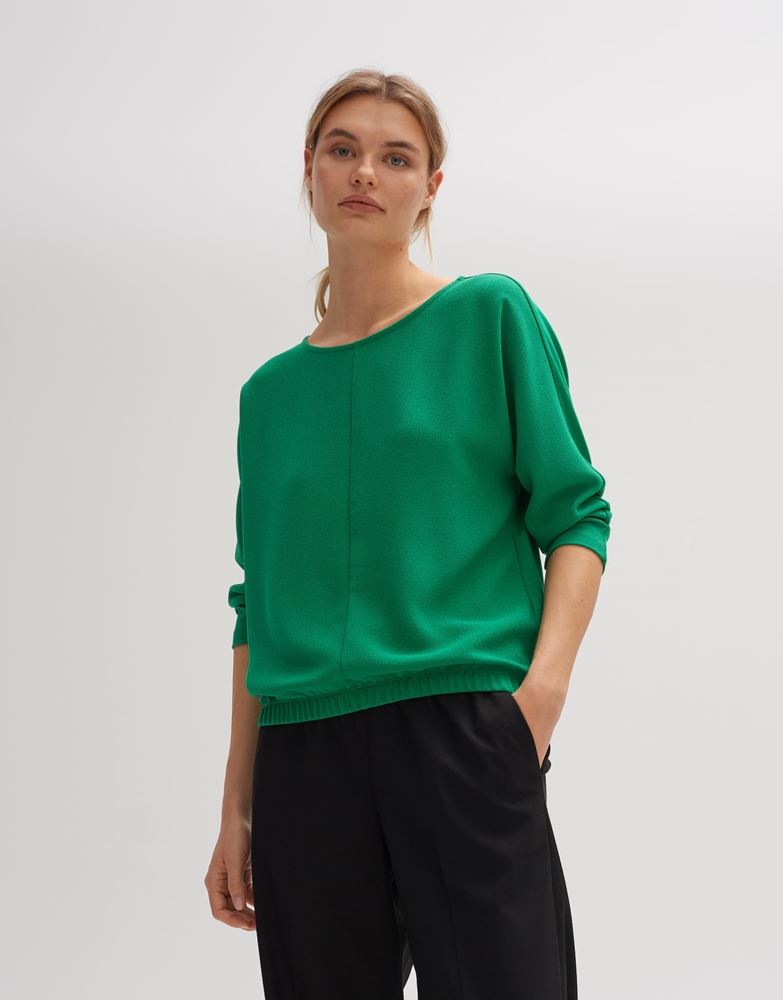 OPUS Langarmshirt Sarion Fledermausärmel Gummibund grün S13  1014415596100 40 | 30014 tulip gre | 