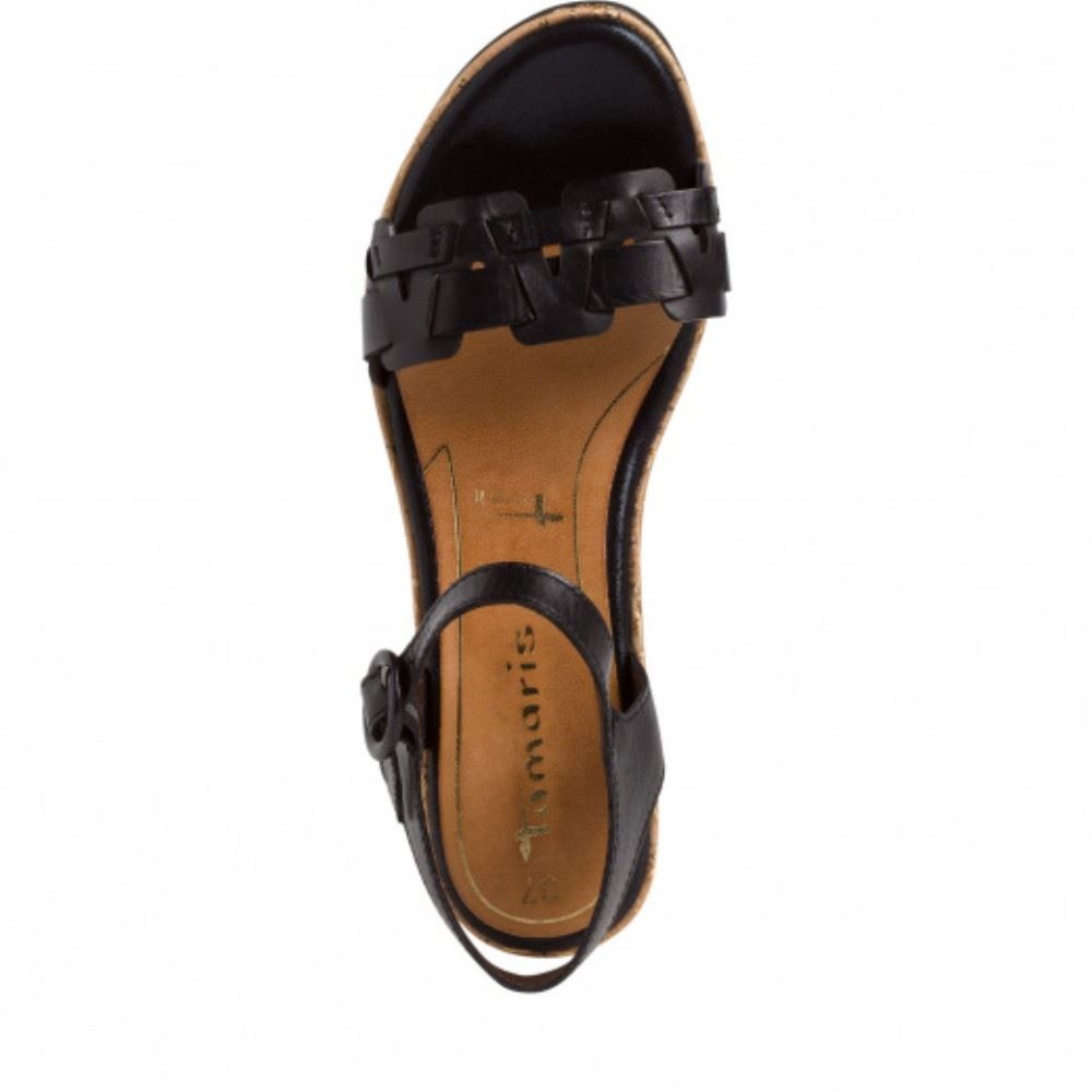 Tamaris Sandalette Leder Keilabsatz schwarz 1-1-28004-24 