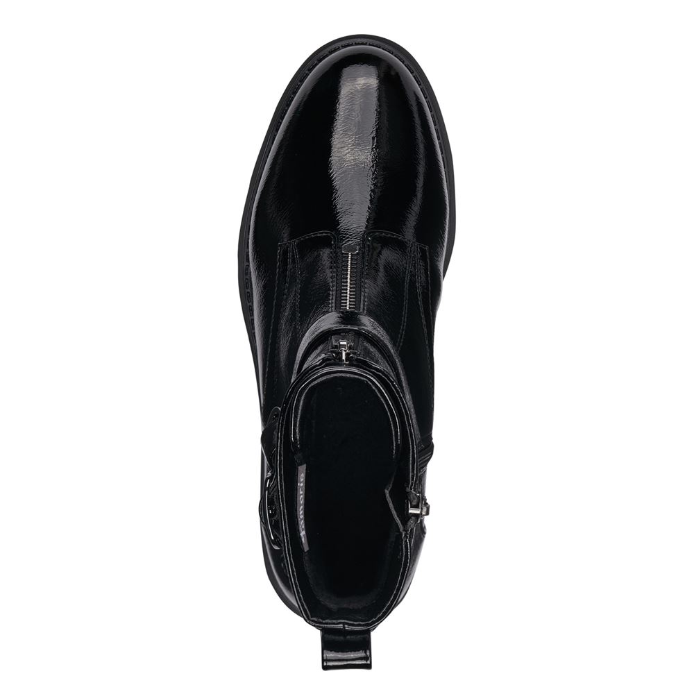 Tamaris Stiefelette Boots Zierschnallen Lackoptik TOUCHit- Fußbett schwarz S23 1-25817-41 