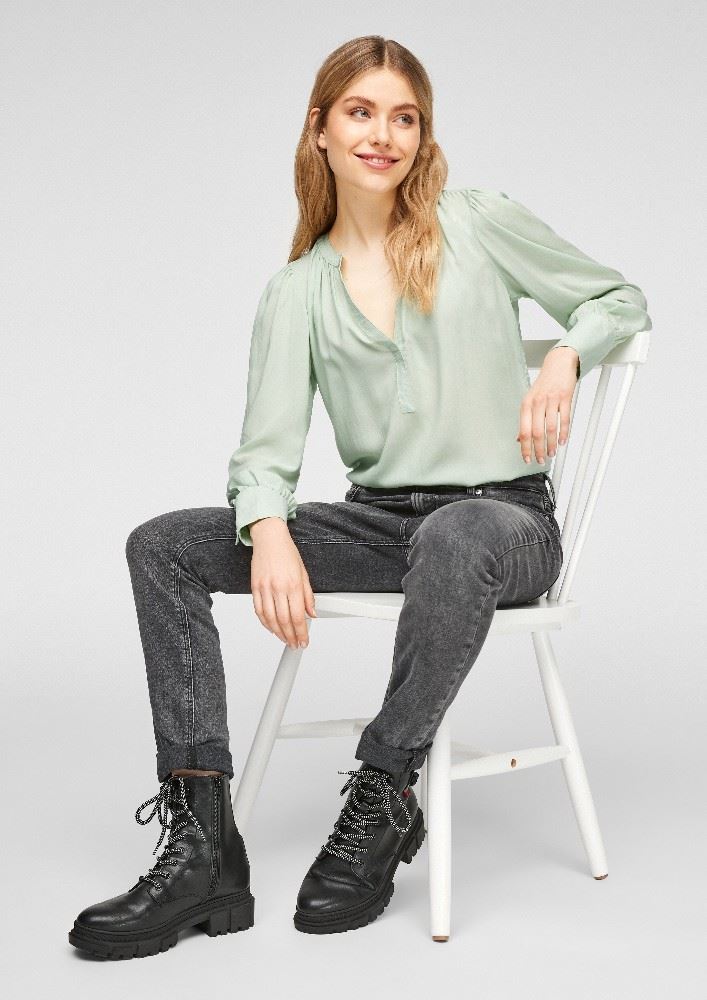 QS designed by Modalbluse mit Falten-Detail grün  2058807 34 | 7220 Green | 