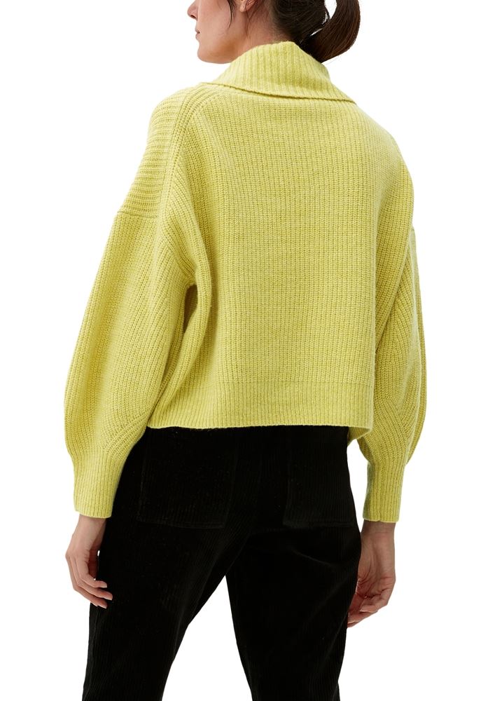 s.Oliver Damen Strickpullover Wollmix Rollkragen weiß gelb S22 2121163 44 | 0210 WHITE | 