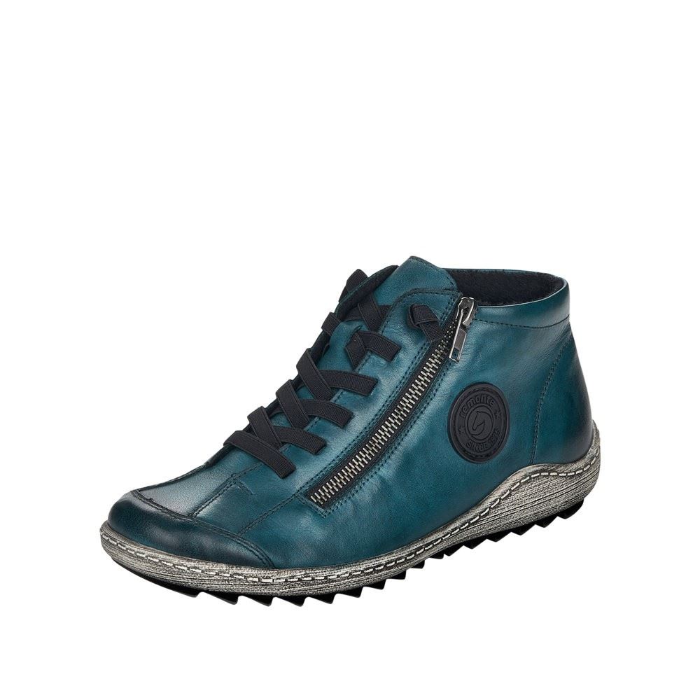 Remonte Schnürstiefelette Schnürboots Elastikbänder Reißverschluss Wechselfußbett grün S22 R1498-12 37 | petrol | G