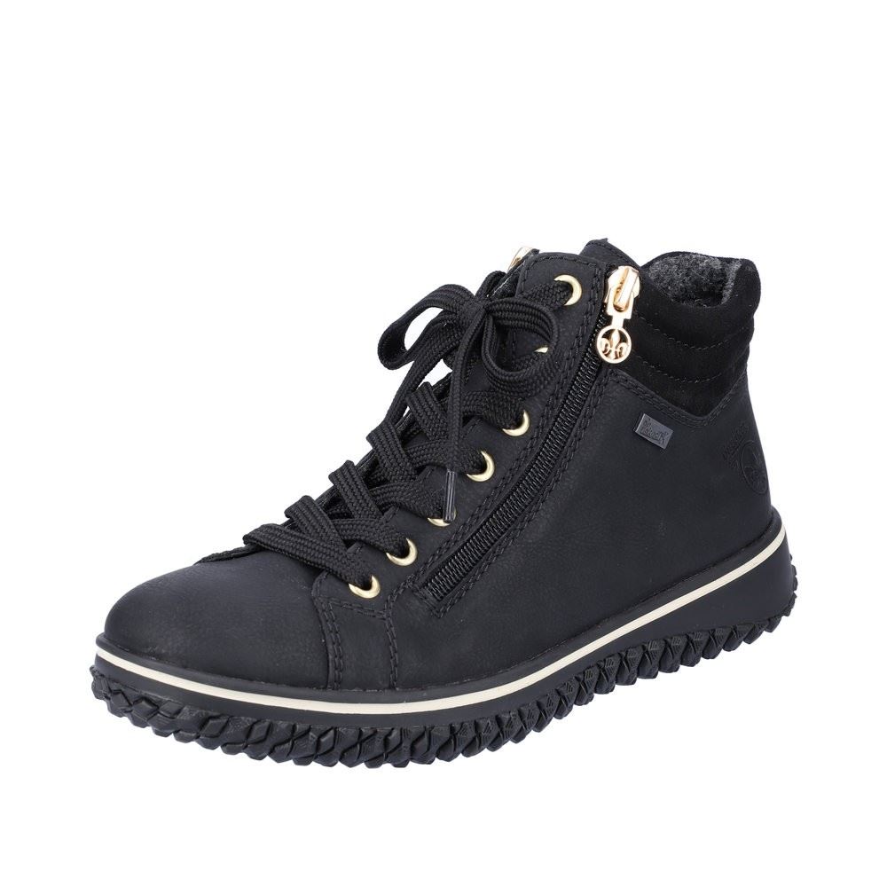 Rieker Antistress Damen Schnürschuhe Reißverschluss Tex-Membran schwarz S22 Z4263-00 38 | schwarz/schwarz | F
