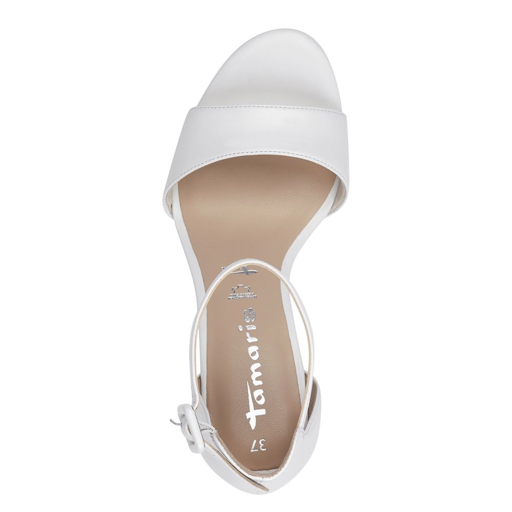 Tamaris Sandalette Leder Blockabsatz white S13  1-1-28326-20 