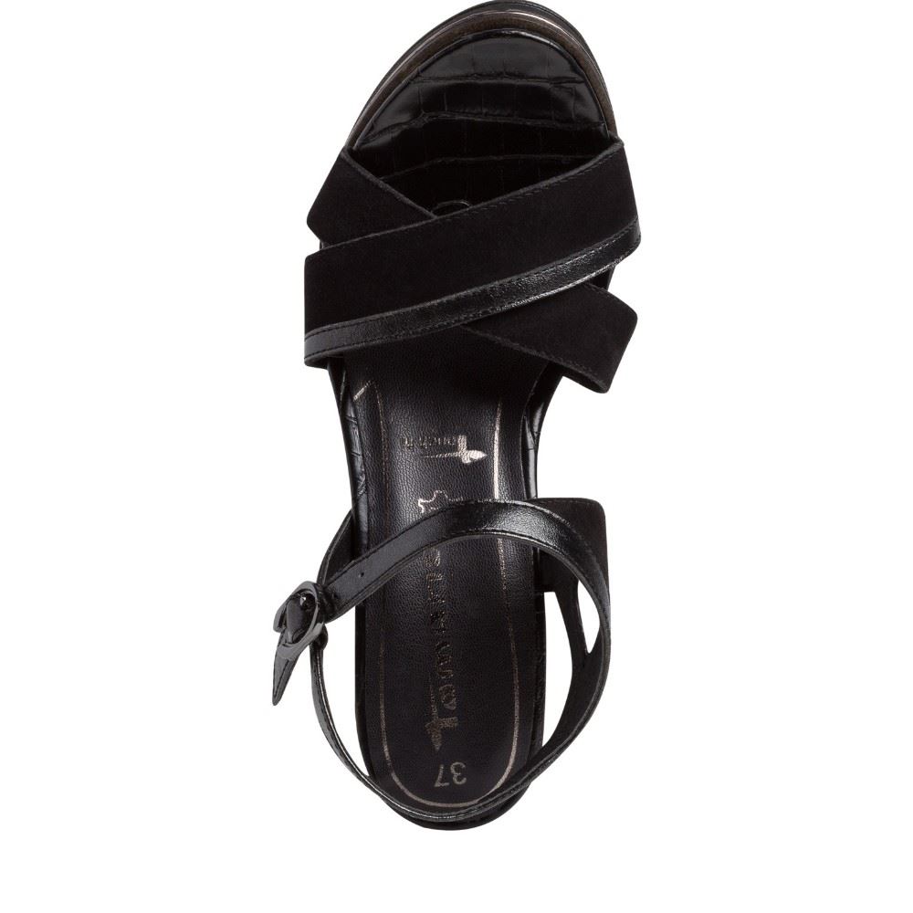 Tamaris Sandale Keilabsatz schwarz  1-1-28348-26 39 | 094 BLACK/PEWTE | 