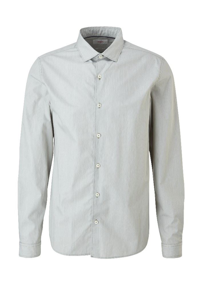 s.Oliver Hemd Langarm Slim Fit Baumwolle grün 2109893 