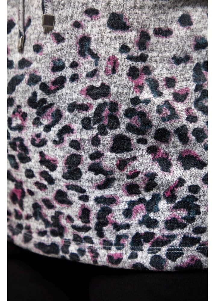 Hajo Strickshirt mit Animal Bordüre Graumelange S21 19247 38 | graumelange | 