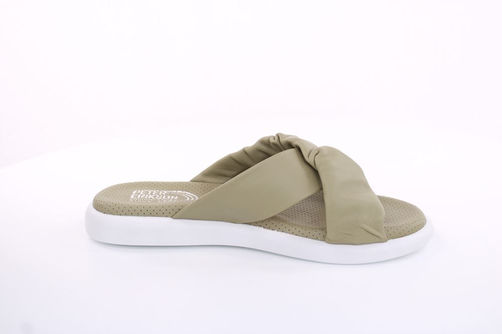 PETER ERIKSON Damen Pantolette Leder Comfort- Fußbett grün, schwarz S13 221511 