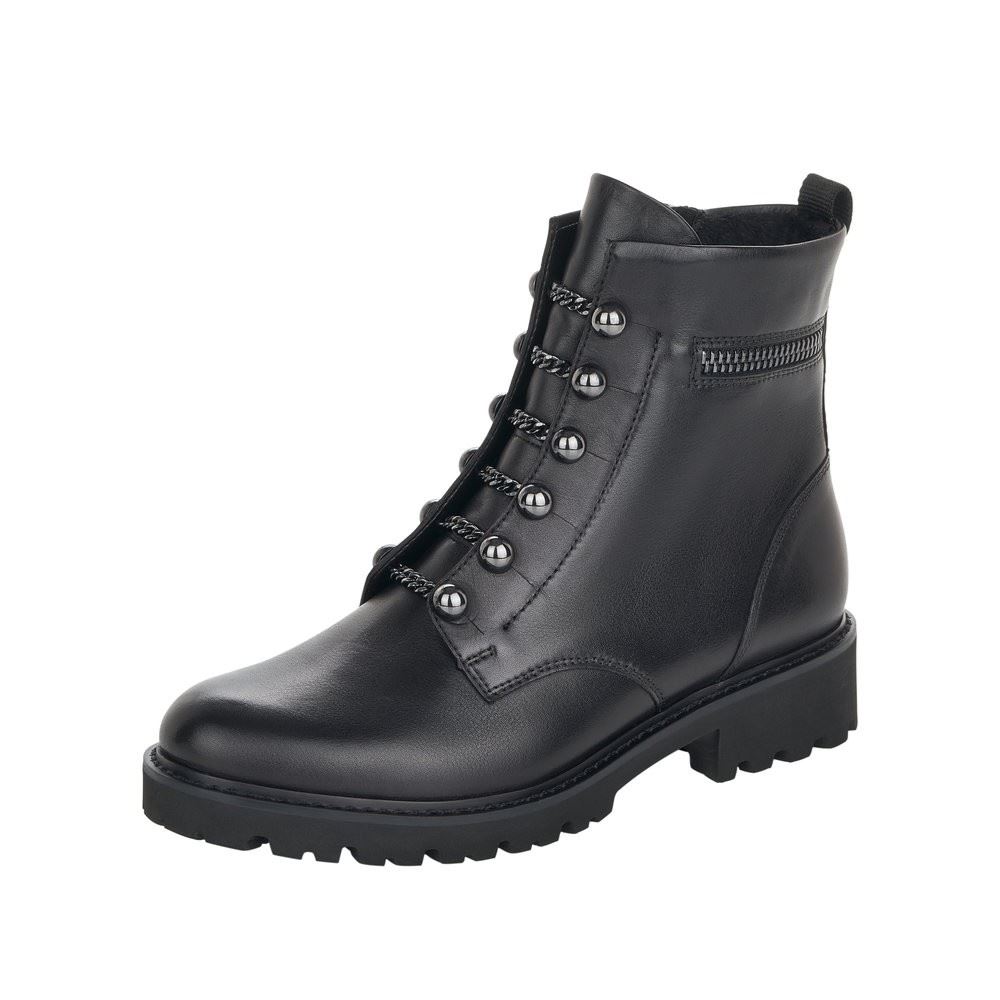 Remonte Damen Boots Kettendetails Leder schwarz S22 D8670-01 