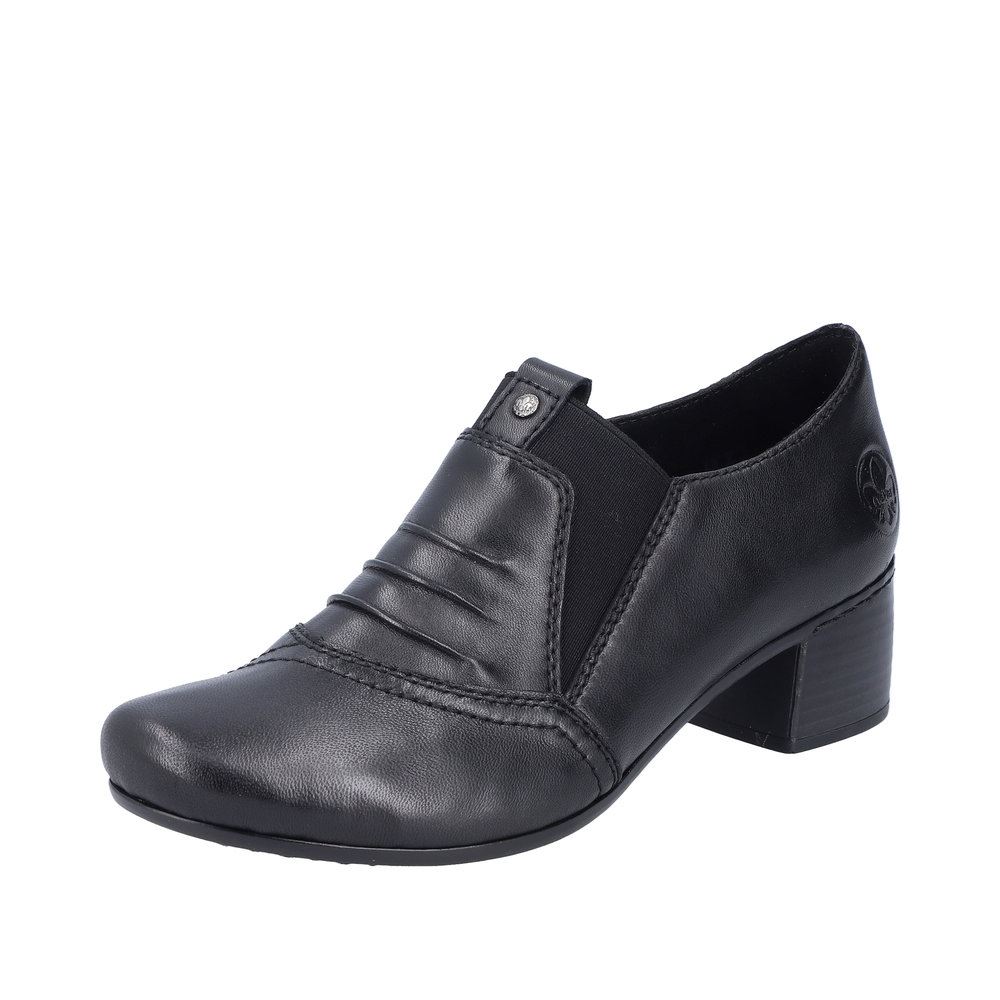 Rieker Antistress Damen Slipper Trotteur Leder Blockabsatz schwarz S23 41657-00 