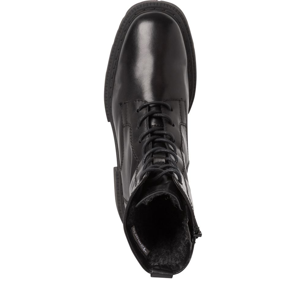 Tamaris Schnürstiefelette Schnürboots Leder schwarz S22 1-1-26277-29 36 | 001 BLACK | 