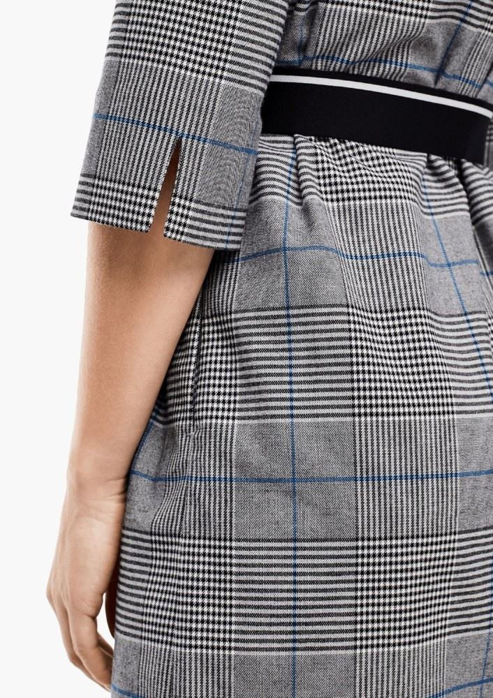 s. Oliver Kleid mit Gürtel kariert 2031783 40 | 94R0 SILVER GRE | 