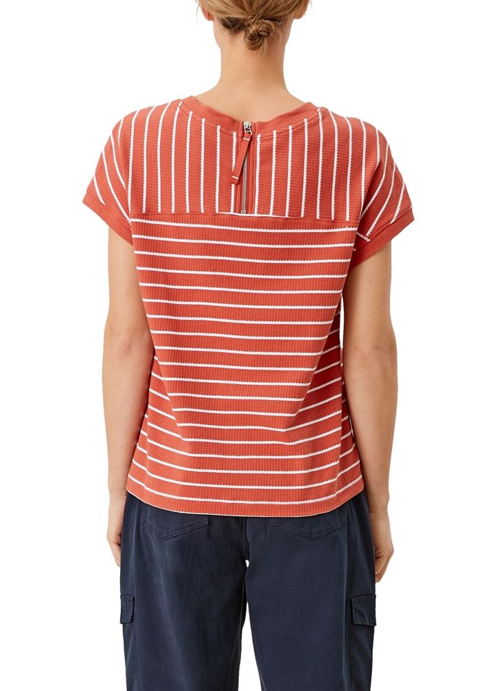 s.Oliver Damen  T-Shirt überschnittene Schulter Streifen rot blau S12 2112331 