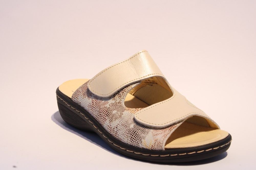 Portina Bequempantolette Wechselfußbett komplett Leder beige  10302 41 | beige | 