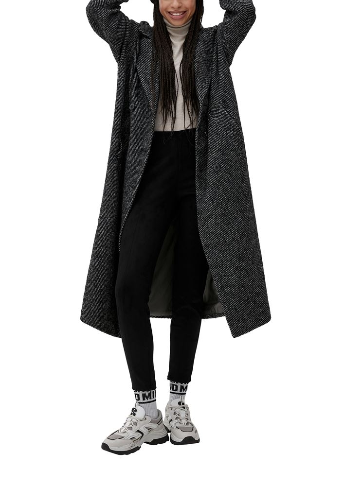 QS designed by Leggings Veloursleder- Optik Lederimitat Elastikbund schwarz S22 2125268 36 | 9999 GREY/BLACK | 