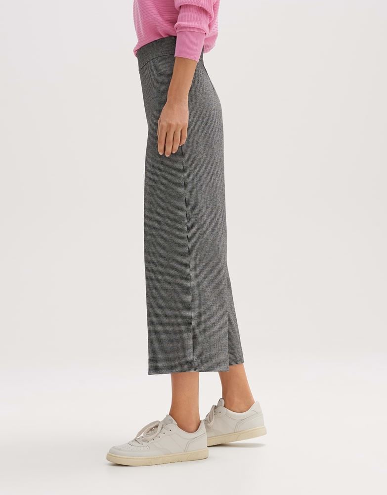 OPUS Culotte Misha minimal Jacquard Muster Bügelfalte schwarz S13 2417611084100 