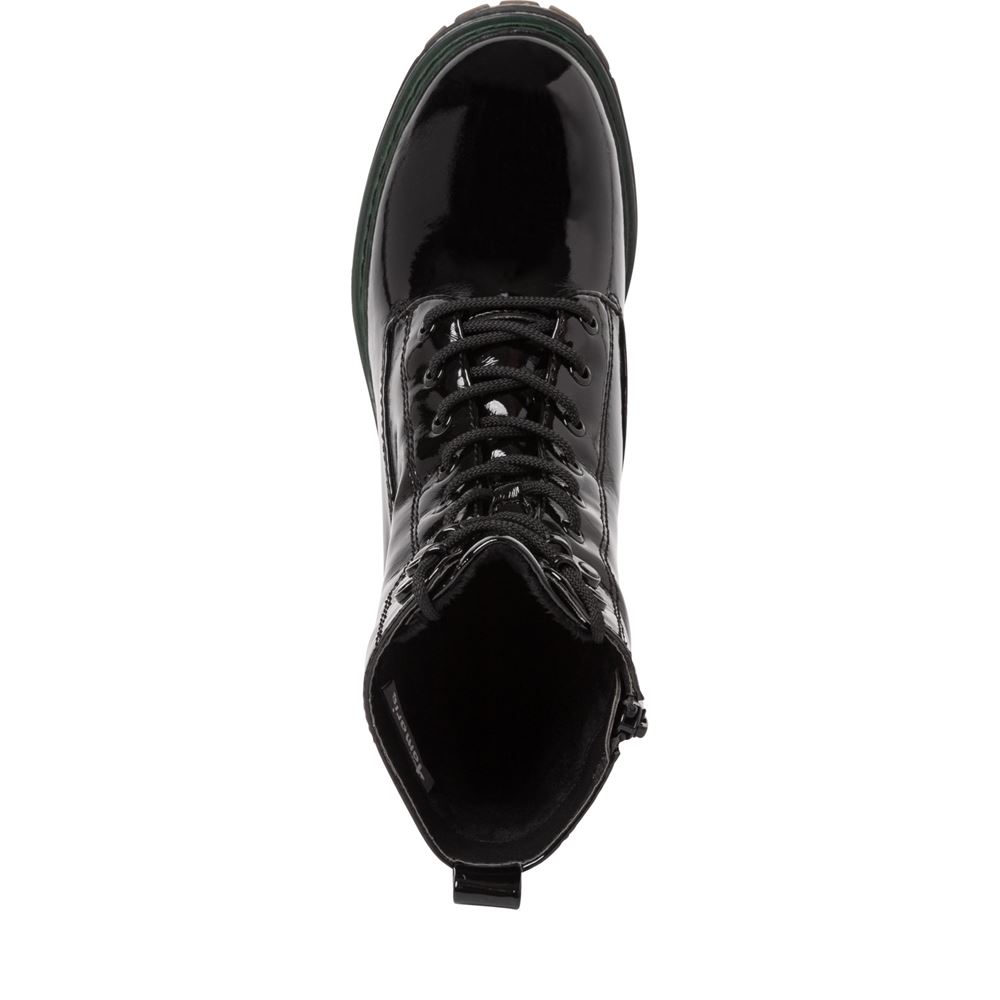 Tamaris Stiefelette Blockabsatz Lack TOUCHit Fußbett schwarz S22  1-1-25241-29 38 | 018 BLACK PATEN | 