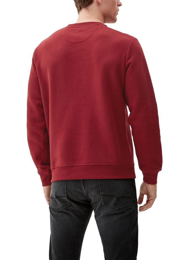 s. Oliver Herren Sweatshirt Rundhalsausschnitt Rippbündchen Logo rot, schwarz S22 2122820 