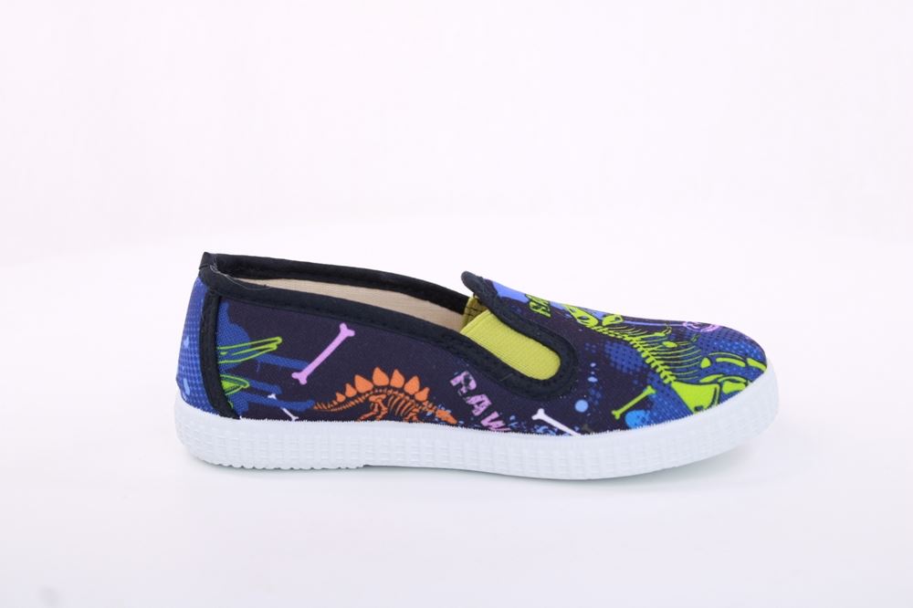 s`knöpfli Kinder Hausschuh Schlupfschuh Jungen Dinosaurier- Motiv blau S13 V28967 