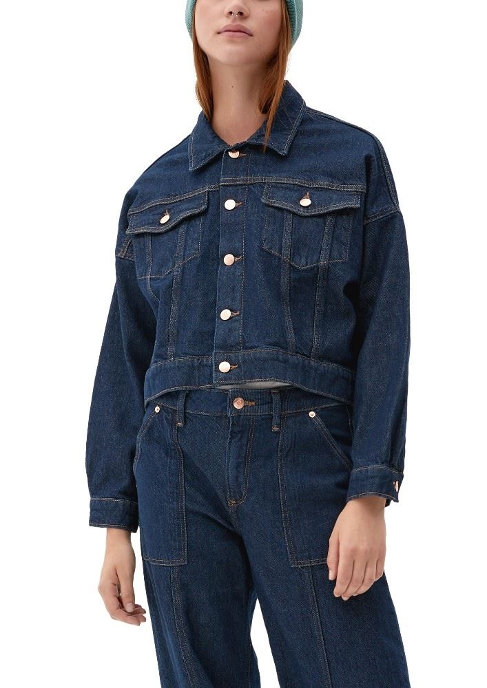 QS designed by Denimjacke im Boxy-Stil navy S22  2118830 