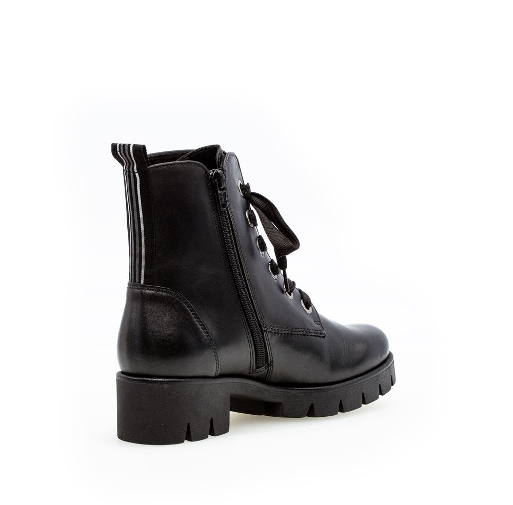 Gabor Bikerboot Schnürboot Leder Blockabsatz Wechselfußbett schwarz S22 91.711.27 