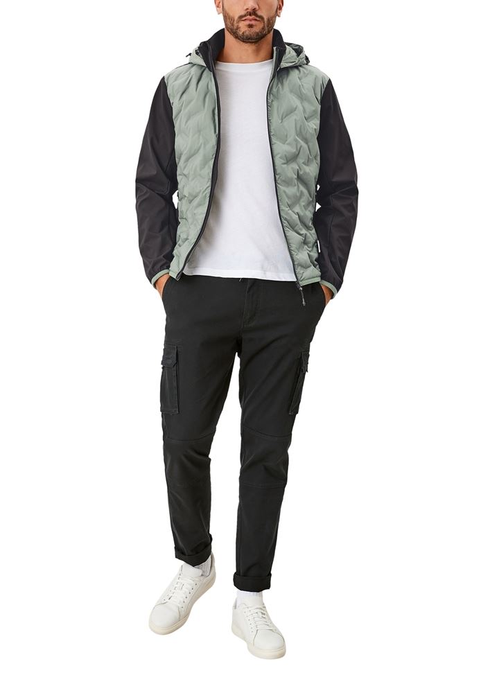 s.Oliver Herren Jacke Übergang Thinsulate Wattierung Bicolor Kapuze grün S12  2109222 S | 7814 khaki/oliv | 