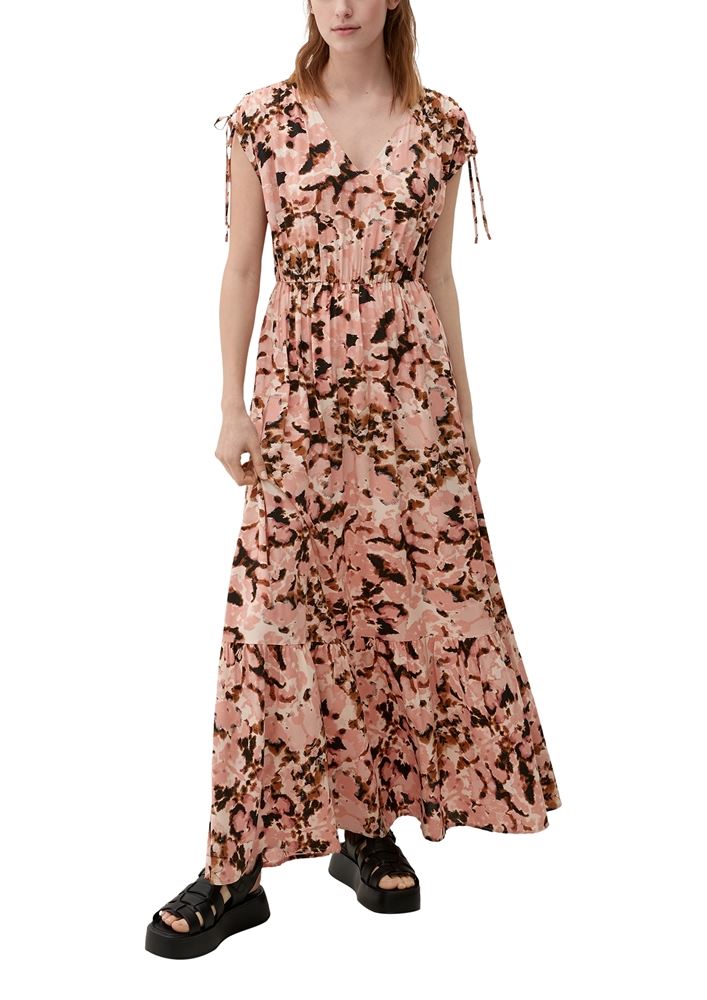 QS designed by Maxi-Kleid aus Viskose orange S23  2124787 