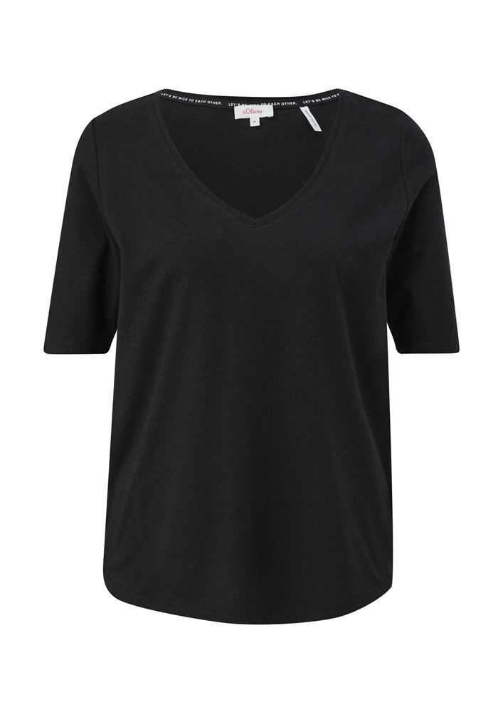 s.Oliver T-Shirt mit Rollsaum weiß, grün, schwarz, orange S13  2130253 