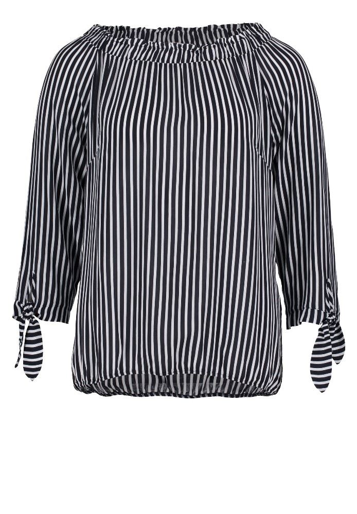 Betty Barclay Bluse Carmen 3/4 blau weiß  gestreift 39852653 42 | 8812 Dark Blue/ | 