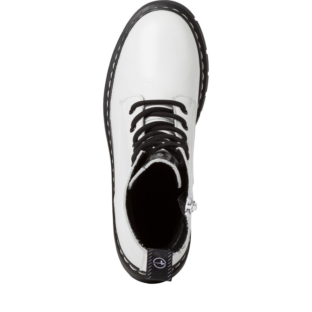 Tamaris Schnürboots Stiefelette Leder Wechselfußbett weiß S23 1-25269-41 