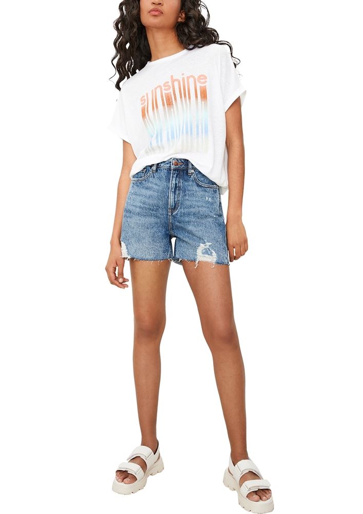 QS designed by Printshirt Leinenmix weiß S12  2113523 XS | 01D0 white plac | 