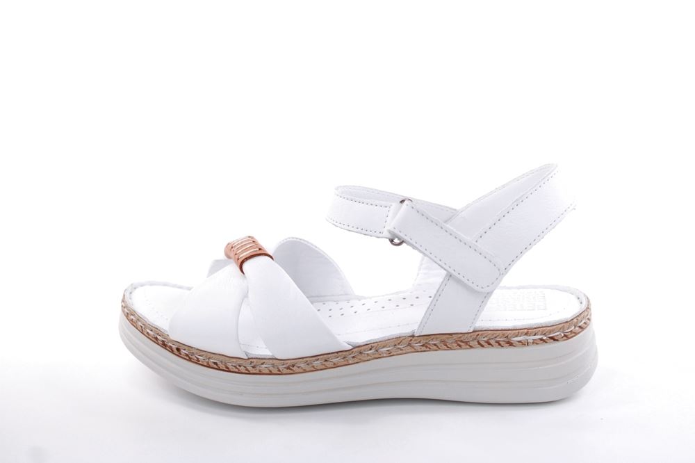 PETER ERIKSON Damen Sandale Leder Comfort- Fußbett weiß, grün S13 231533 
