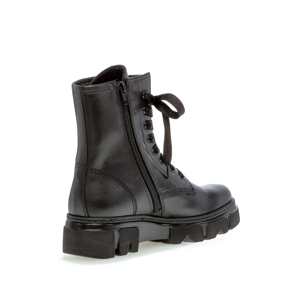 Gabor Bikerboot Schnürstiefelette Leder Wechselfußbett schwarz S22 91.730.27 